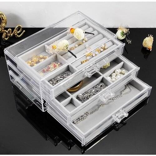 3pcs/set Drawer Velvet Jewelry Storage Tray Ring Bracelet Gift Box Jewlery Organizer Earring Holder Jewelry Display Case