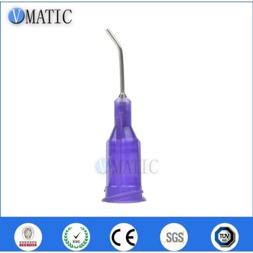 Free Shipping 21G Purple 0.5" Tube 45 Degree Bend TE Premier Bent Dispenser Needle Blunt End Stainless Steel Dispensing Tips