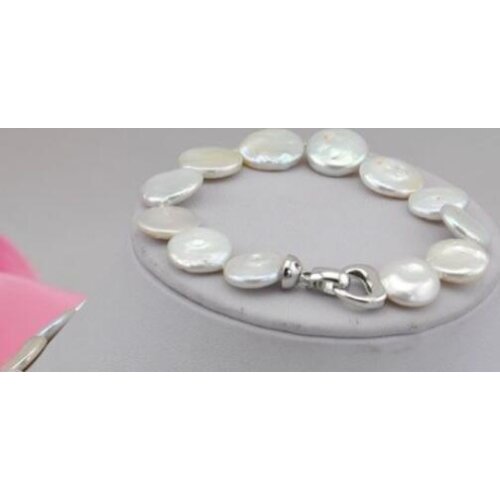 P5301 8" 16mm lavender plum blossom coin freshwater pearl bracelet@^Noble style Natural Fine jewelry gemstone Free SHIPPING