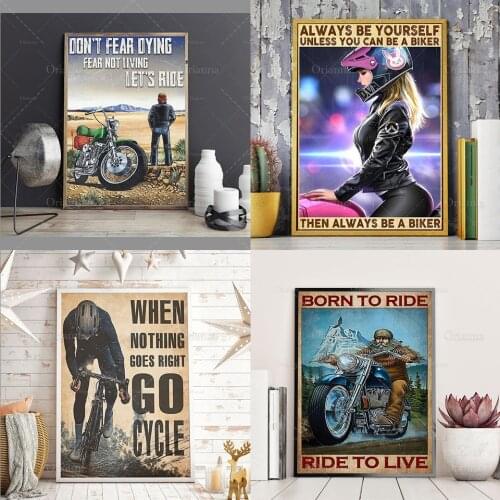 Always Be Yourself Unless You Can Be A Biker Then Always Be A Biker Home Decor Wall Art, Iker Girl Motorcycle Poster Prints