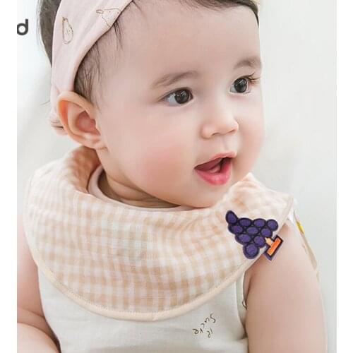 Baby waterproof fashion anti-dirty comfortable tender care infant drool printed 100% pure cotton bibs on sale 8802