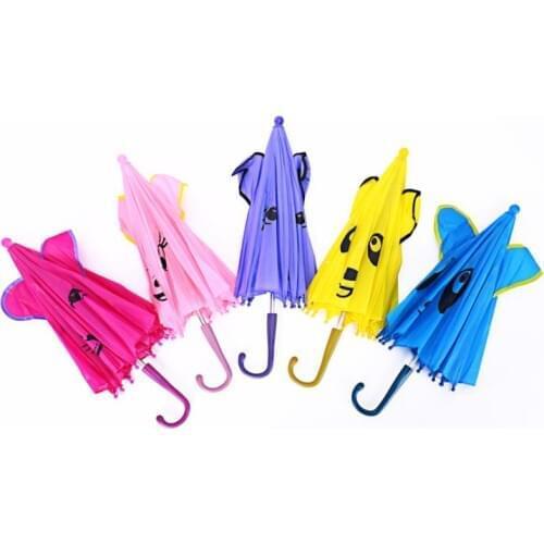 Kids Rain Umbrella Cartoon Panda Fox Child Animal Ear Umbrellas 1-3 Y 4-7Y Colorful