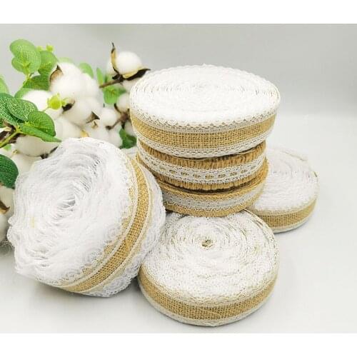 10M Jute Rope Burlap Rolls Lace Ribbon DIY Lace Wedding Party Craft Decoration Lace Ribbon Sewing Handicraft Accessories