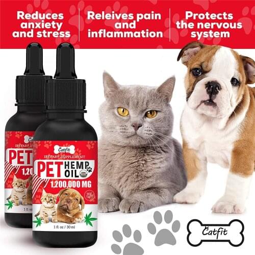 CatFit Pet Hemp Appease anxiety Essential Oil Pet Hair Care Oil Anxiety Relief Pain Joint Hip Strengthens Immunity Pain Relief