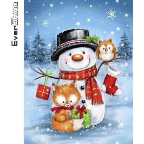 Evershine Diamond Painting Snowman New Arrival 5D DIY Diamond Embroidery Winter Cross Stitch Mosaic Cartoon Kids Room Decoration