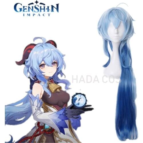 Game Genshin Impact Ganyu Long Wig Cosplay Costume Heat Resistant Synthetic Hair Gan Yu Women Party Wigs Halloween Carnival