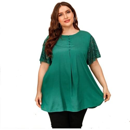 Summer Casual Tshirt Woman Plus Size Tee Female T-shirt Short Sleeve Green T Shirt Woman