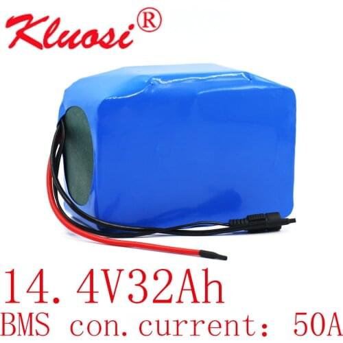 KLUOSI 4S10P 14.8V 32Ah 600Watt 14.4V 16.8V Lithium Battery Pack with 50A BMS for Inverter Smart Robot High-power Equipment Etc