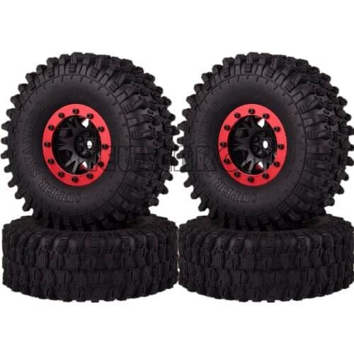 RC 1.9" Metal Beadlock Nylon Wheel Rim Hub & Rubber 120mm Tires 4Pc For RC Car Rock Crawler Axial SCX10 Traxxas TRX4 Jimny RC4WD