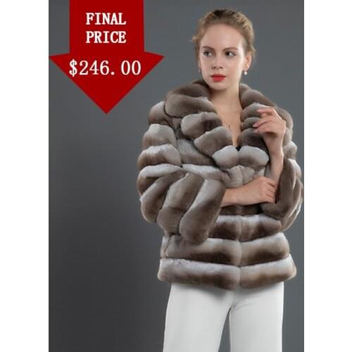 Fashionable Cropped Fur Coat 100% Genuine Rex Rabbit Fur Jacket Women Warm Outwear Holiday Gift