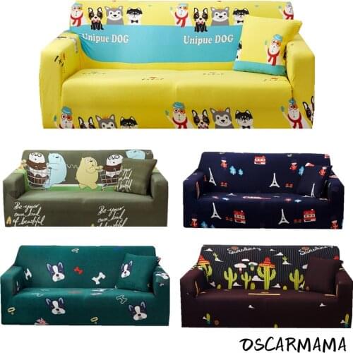 Cartoon English French Bulldog Bull Terrier Cactus Fox Single Double Three Extra Large Section Sofa Couch Armchair Cover Case