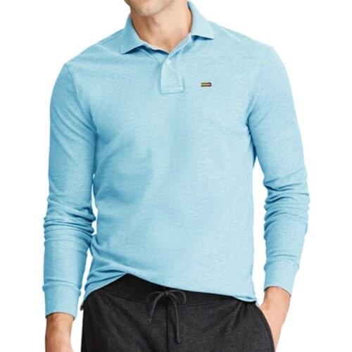 Mens Spring New Products 100% Cotton Lapel Long Sleeve POLO Shirt Business Casual Embroidered Logo Simple Pullover Shirt S-5XL