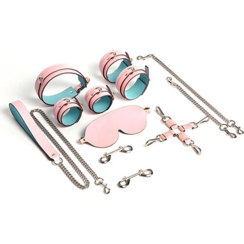 Luxury Genuine Leather Bdsm Sex Toys Kits Slave Bondage Set Handcuffs Ankle Cuff Collar Adult Products for Couples Women Gay