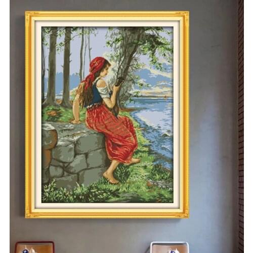 Watching the sea painting Cross Stitch Kit Home Decorative 11CT 14CT DMC Chinese Embroidery Needlework Easy DIY Cross-stitch set