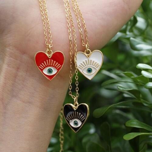 New Fashion Enamel Heart Eyes Pendant Necklace For Women Girls Jewelry