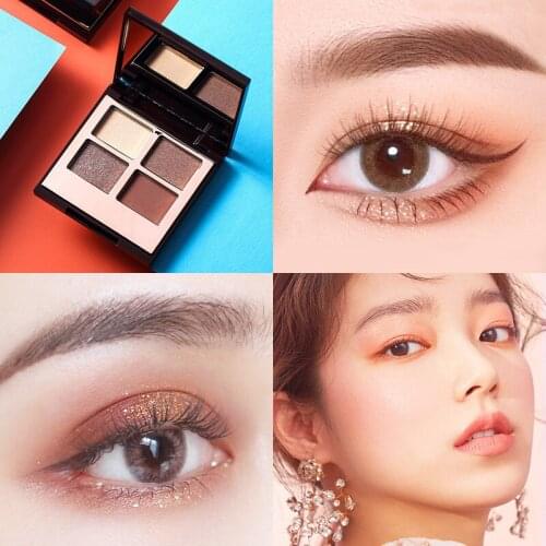 4 Color Eye Shadow Palette Easy To Color Matte Pearlescent Glitter Earthy Eyeshadow Long-lasting Makeup Cosmetics TSLM1