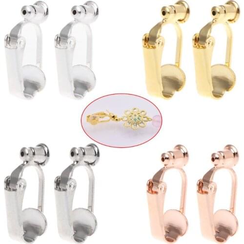 1 Pair Earrings Adapter Stud Ear Clips Converter For Non-pierced People Clip On Metal Component DIY Jewelry Making Tool Findings