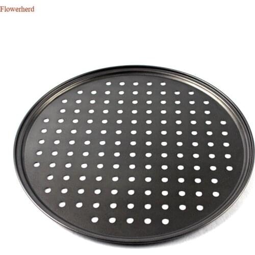 Perforated Carbon Steel Nonstick Pizza Baking Pan Tray Pizza Plate Dishes Holder Bakeware Home Kitchen Baking Tools