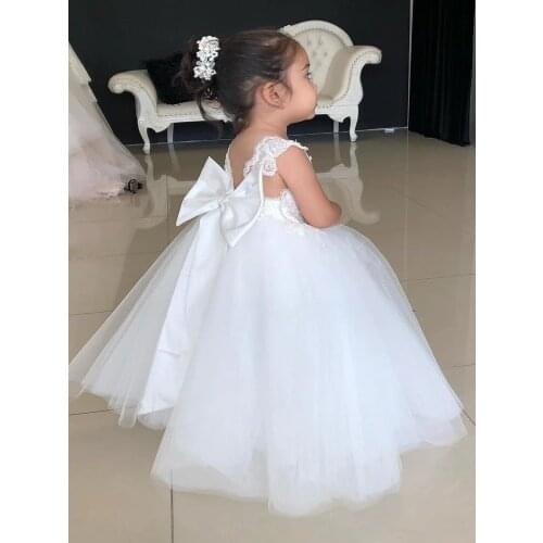 Flower Girl Dresses for Wedding Lace Applique Fluffy Sleeveless Birthday Party Gown First Holy Communion Prom Party Dresses