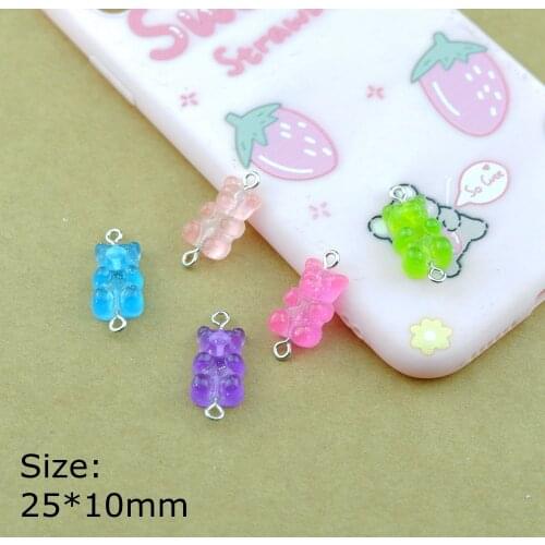 20pcs/Lot Resin Bear Candy Connector Charms For Bracelets Earring Jewelry Making Connect