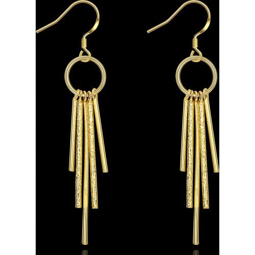 Fine 18K gold High Quality 925 Sterling Silver five column Earring for women Fashion classic Jewelry noble weeding party Gifts