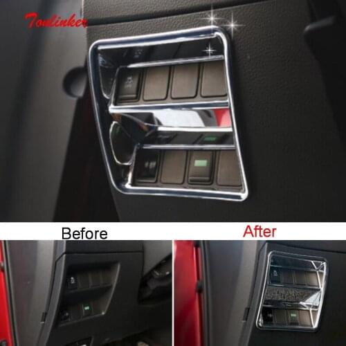 Tonlinker Interior Headlight switch button Cover sticker For Nissan X-Trail/Qashqai 2014-19 Car Styling 2 PCS ABS Chrome sticker