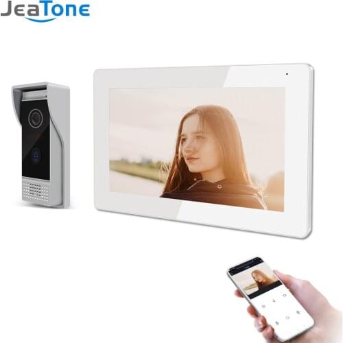 Jeatone Wireless WiFi Smart Video Intercom System 1080P Full Touch Screen with 1x1080P Wired Door Samrt Phone Talking Unlock