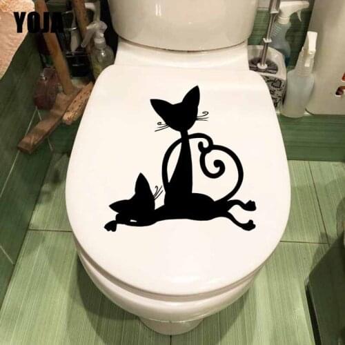 YOJA 23.7X23CM Bedroom Home Decor Art Style Cat Wall Decal Toilet Seat Sticker T5-0131