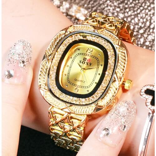 Womens Wristwatch Casual Reloj Gold/Silver Mujer bayan kol saati Women Quartz Crystal Luxury Watch Feminino Relogio Bracelet