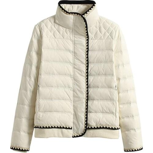 Winter 90% Duck Down Jacket Women Ultra Light Down Coat Casual Loose Stand Collar Clothes Single Breasted Warm Outwear