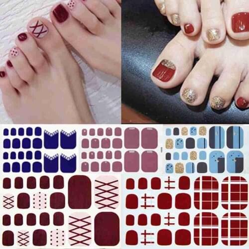 1 Sheet Flower Toenail Sticker Full Toe Nail Wraps Art Polish Stickers Self-adhesive False Nail Design Manicure For Women Girls