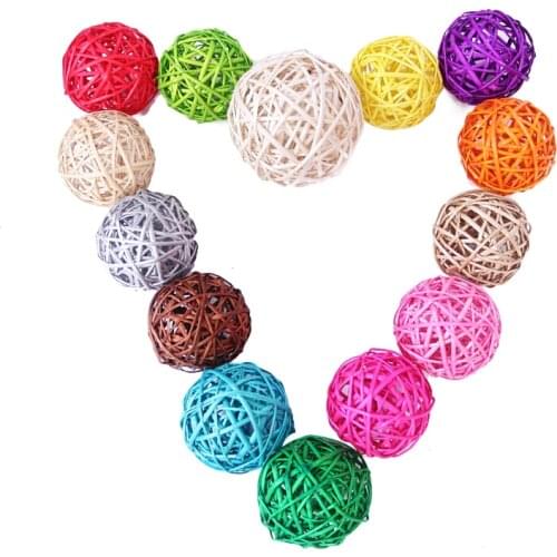 20Pcs/set 3CM Christmas Decoration Color Rattan Ball DIY Ornaments Home Ornament Halloween/Birthday Wedding Party Decoration