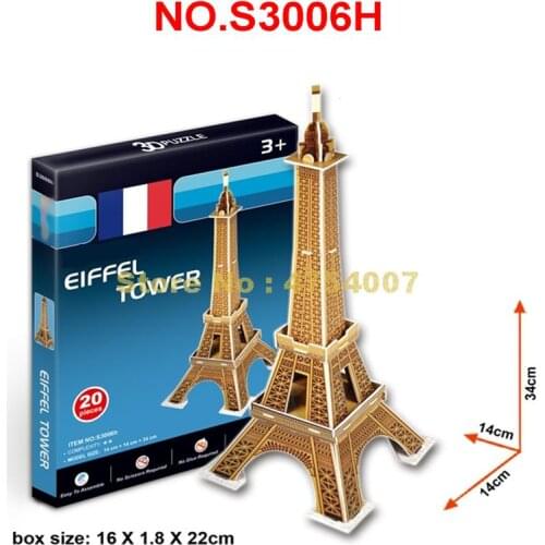 20pcs world famous architecture eiffel tower 3d building paper puzzle Toy