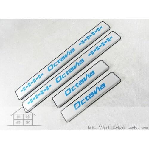 For 2015 SKODA Octavia Scuff Plate Door Sill Stainless Kick Step Cover Plate Protector Car Styling 4pc