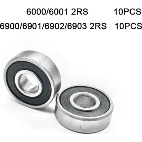 10 Pcs 6000 6001 6900 6901 6902 6903 2RS Deep Groove Ball Bearing,bearing Steel 12X24X6 Mm High Ra 0.8 0.2kg(0.44lb.) Good