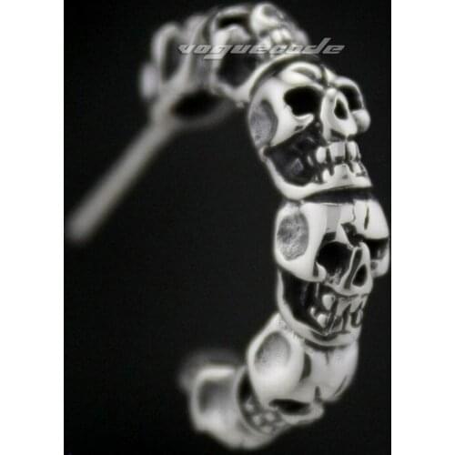 925 Sterling Silver Skull Earring Mens Biker Rocker Punk Stud Earring 8M010