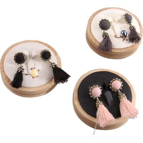 Bamboo Jewelry Display Ear Stud Earrings Display Rings Display Pendant Collection Storage Organizer Tray Holder