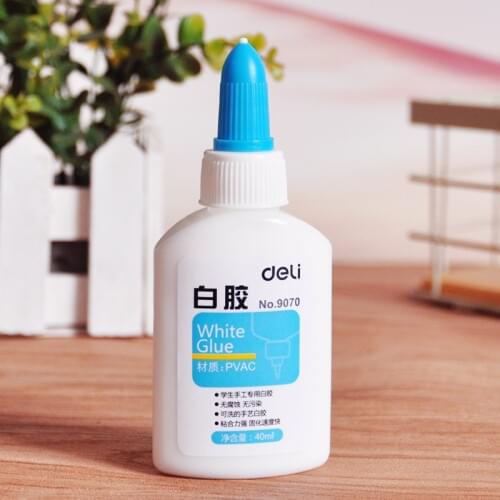 Deli White Liquid Glue 40ML Washable DIY Touch Paper Crafts School Office Supplies Adhesive Business Stationery Store Glue Tool