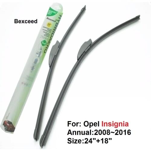 Bexceed of Car Windshield Flat Wiper Blade For OPEL lnsignia, 1 Pair(24"+18") 2008~2016