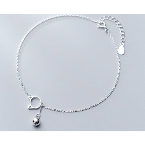 Minimalist Cute Hollow Cat Pendant Bracelet Real 925 Sterling Silver Personality Accessories For Women Fine Jewelry Gift