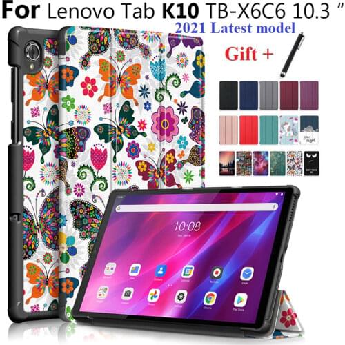 Case for Lenovo Tab K10 Tablet Tri-Folding Hard PC Shell Tablet Funda For Lenovo Tab K10 TB-X6C6F TB-X6C6X\NBF Cover with Stylus