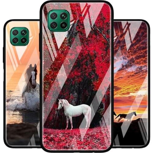Running Horse Animal Tempered Glass Cover For Huawei P40 P30 P20 P10 P Smart Z Pro Plus Lite 2020 2021 Phone Case