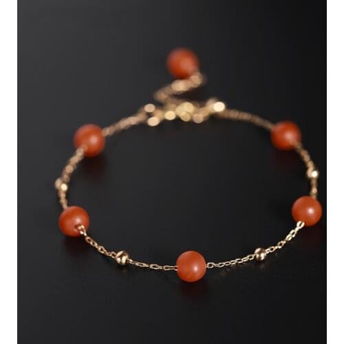 DAIMI Gypsophila Baoshan South Red Agate Bracelet Female Heaven Genuine 14K Gold Injection Jewelry