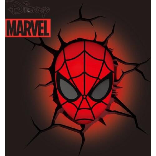 Disney Marvel Avengers 3D Night Light Small Spider-Man Head Wall Decoration Light Creative Birthday Gift