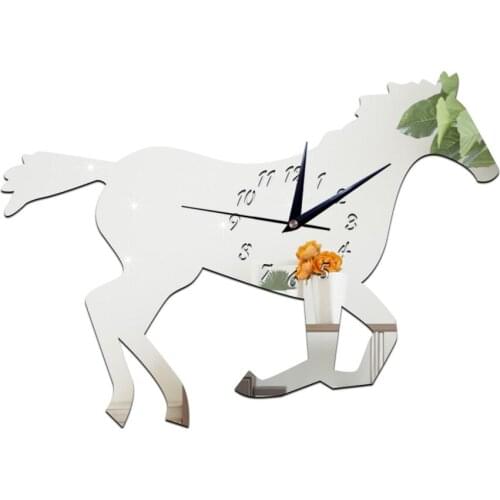 GZ025 Running Horse Creative 3D Acrylic Study Bedroom Living Room Wall Clock