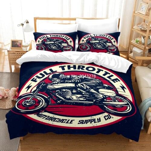 Home Textile Motorcycle Series Pattern Bedding Set Fashion Down Quilt Cover Pillowcase Adult Children Luxury Bedroom Decoration