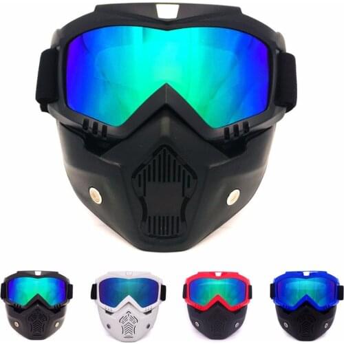 Modular Helmets Face Mask Detachable Goggles & Mouth Filter Guard - Winter Snow Sports Cycling Bicycle Motorcycle Mens Glasses
