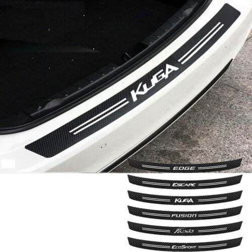 Mutips car rear bumper protection carbon fiber sticker for Ford Fiesta Mondeo Fusion Escape Edge Ecosport Kuga Accessories Auto