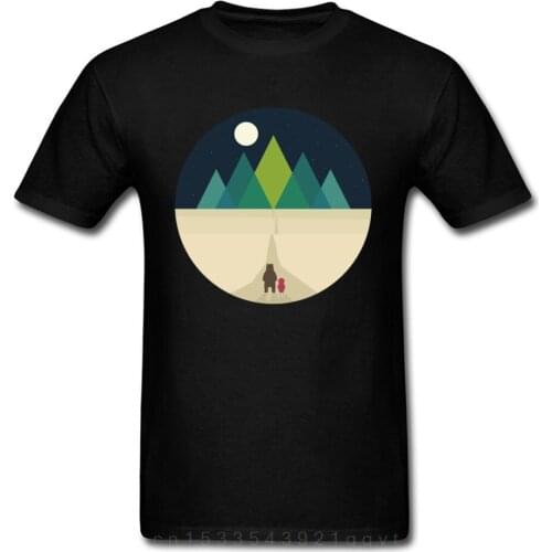 Long Journey Custom Design Mens T Shirts Geometric Mountain Moon Night Cartoon Print Family Top Tees