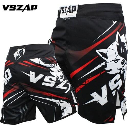 VSZAP Mens Muay Thai Boxing Shorts Printing MMA Shorts Fight Grappling Short Polyester Kick Gel Thai Boxing Shorts MMA Boxe